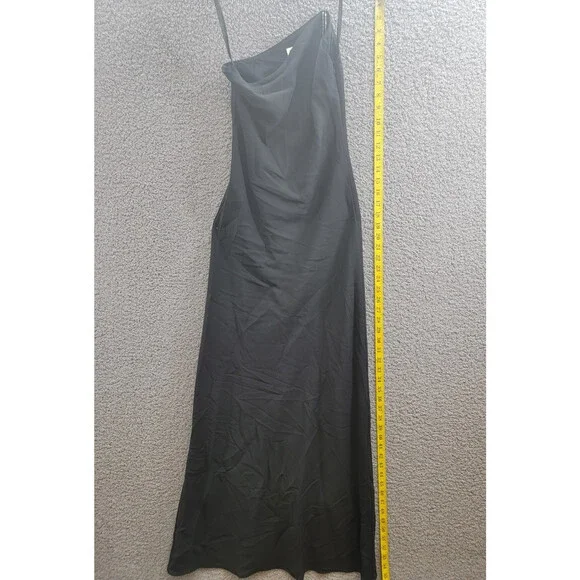 STAUD Elodie One-Shoulder Crystal-Embellished Crepe Gown Women's 00 Black Zip - Picture 6 of 15